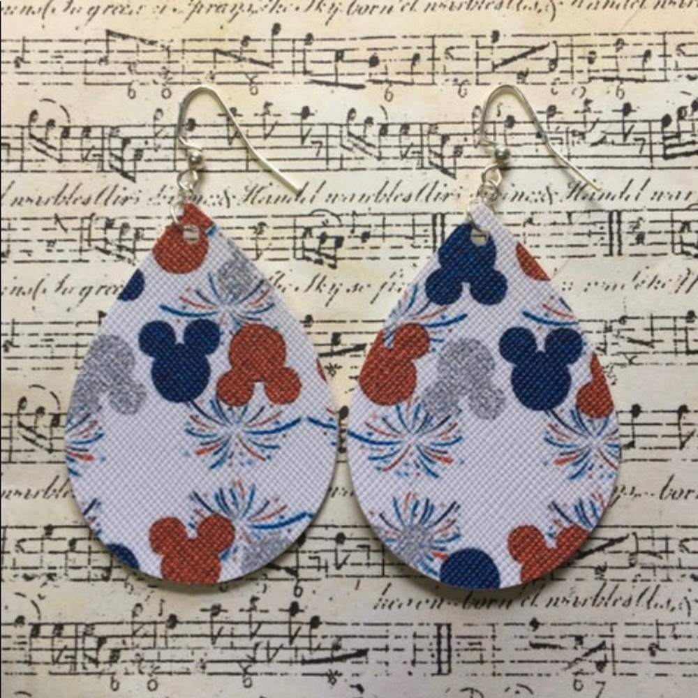 Mickey Mouse Patriotic Faux Leather Earrings